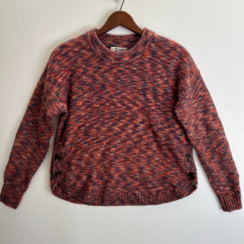 𝅺Madewell Sangria Space-Dyed Birchmont Side Button Sweater Wool Pink Size Small